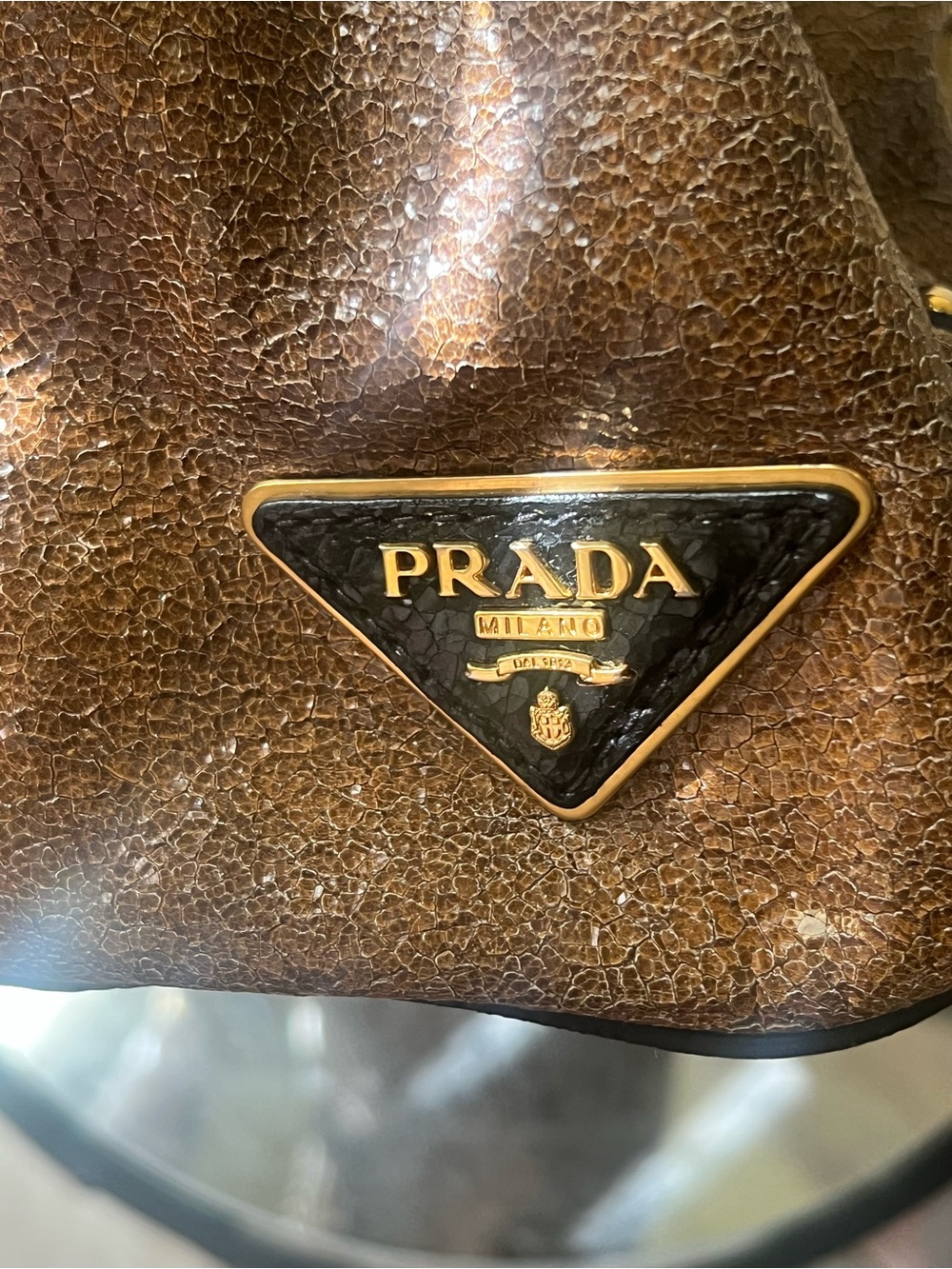 Authentic Prada Stud-Trim Brown Leather Tote Bag - Picture 8 of 15